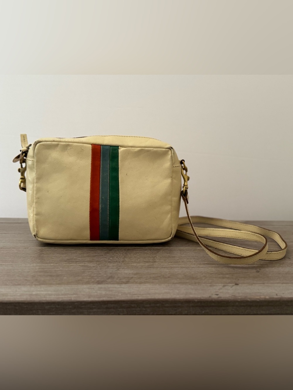 Clare V. Midi Sac White Rustic/Poppy Sky Blue Crossbody bag